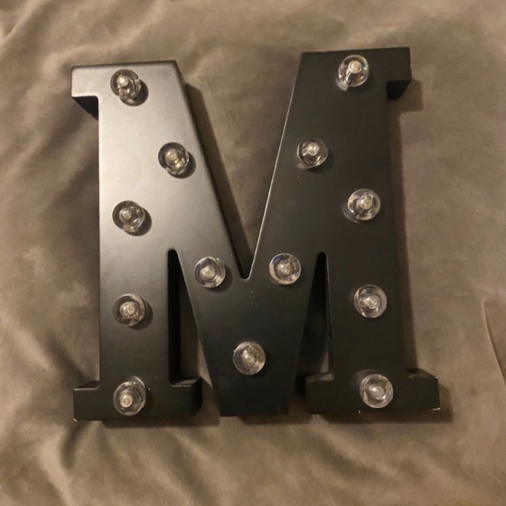 Letter M Wall Decor With Lights , Light Up Wall Decor Letter M